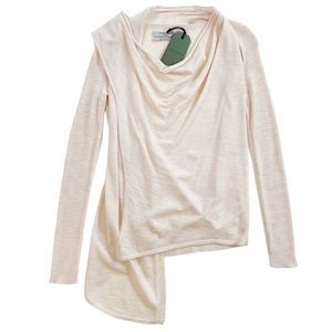 Allsaints Drina Ribbed Cardigan Merino Wool Almond Pink Marl Beige XS NWT